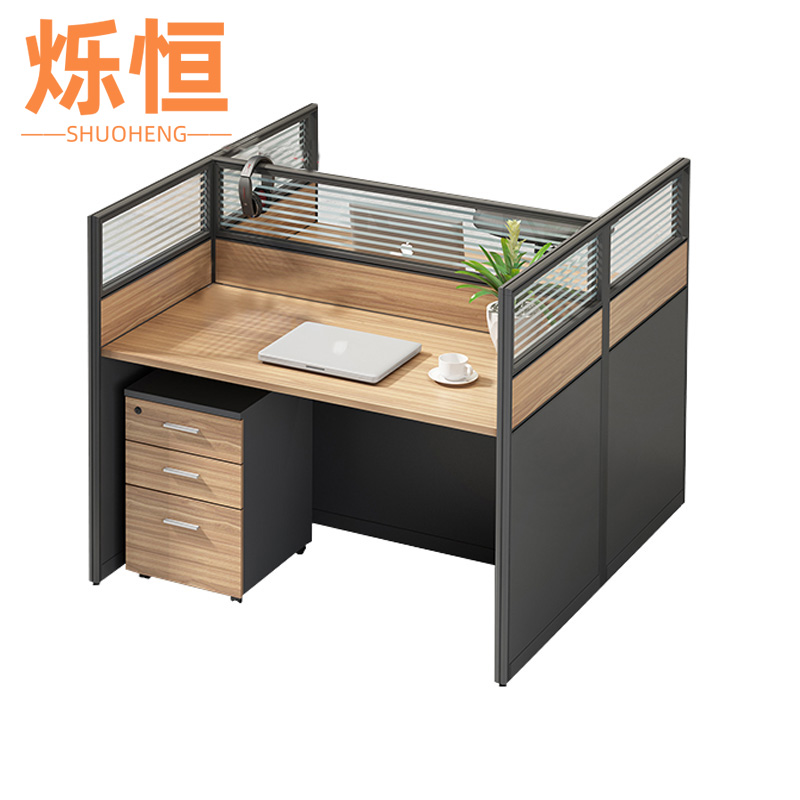 烁恒 单人办公桌含柜600*1200*1100 套高清大图