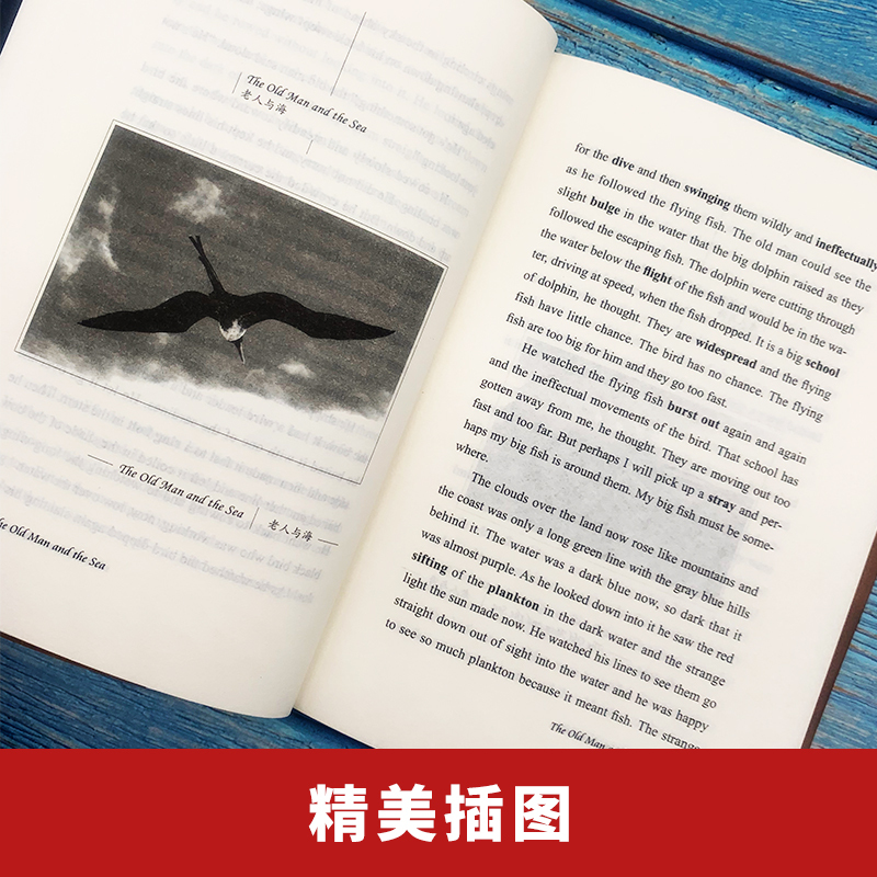 同步音频|老人与海英文版原版 老人与海 正版海明威初高中英文版原版世界经典文学名著小说英语阅读书籍 全英文原版小说