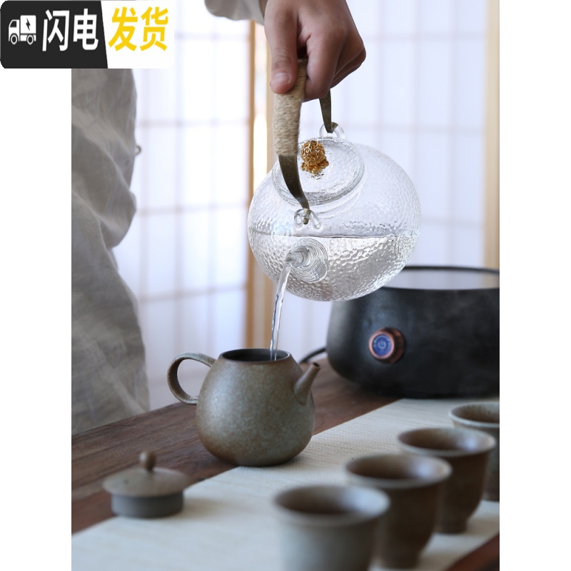 三维工匠陶瓷烧水壶煮茶器功夫泡茶具粗陶电热陶炉光波养生单陶壶 圆雅电陶炉
