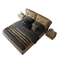 意梵 床 意式极简真皮床轻奢1.8米简约现代双人主卧床皮艺床 PC101