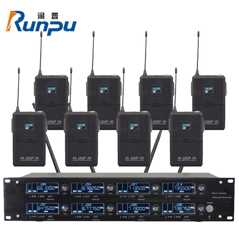 润普(Runpu)会议室礼堂报告厅直播/演讲/智慧教育真分集专业无线一拖八领夹式麦克风RP-WH9008L