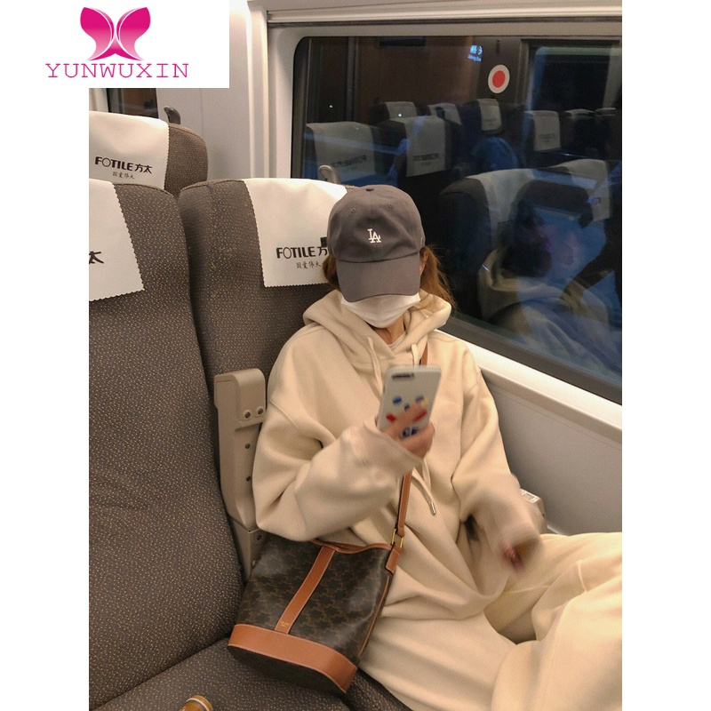 YUNWUXIN白色连帽卫衣女设计感小众早秋薄款拉链外套慵懒风宽松显瘦上衣潮