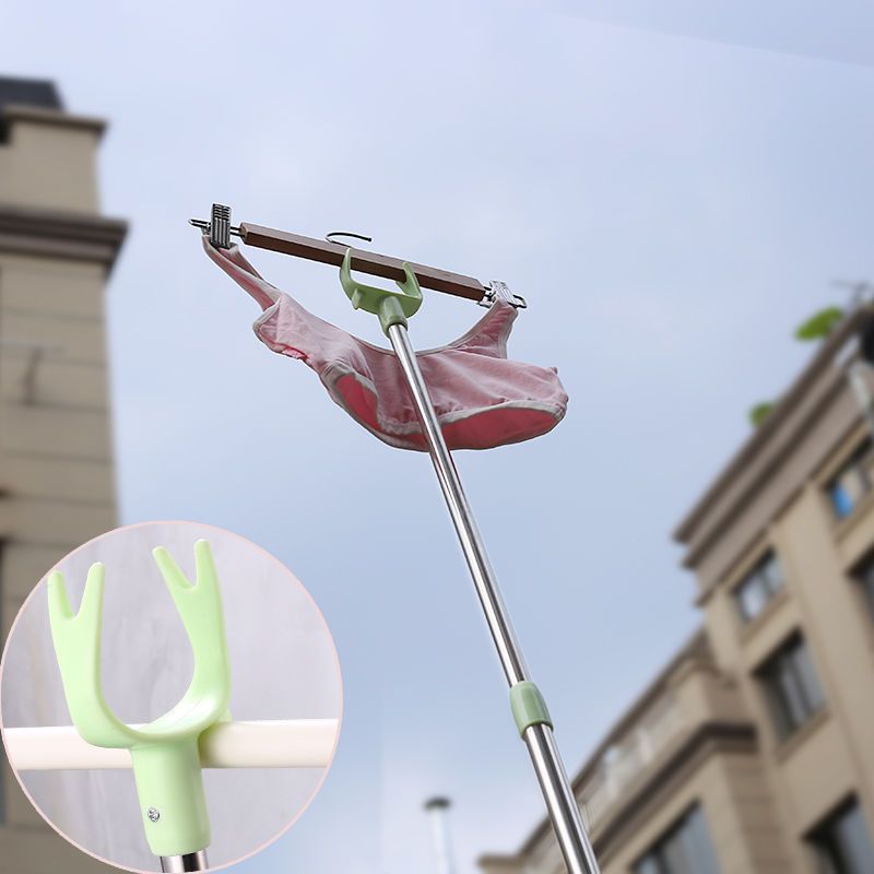 pp衣叉头衣叉头衣叉杆不锈钢可伸缩家用撑衣杆晾衣挂衣服杆子加长加粗