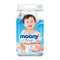尤妮佳(MOONY)纸尿裤L号54片大码腰贴型婴幼儿通用尿不湿日本进口