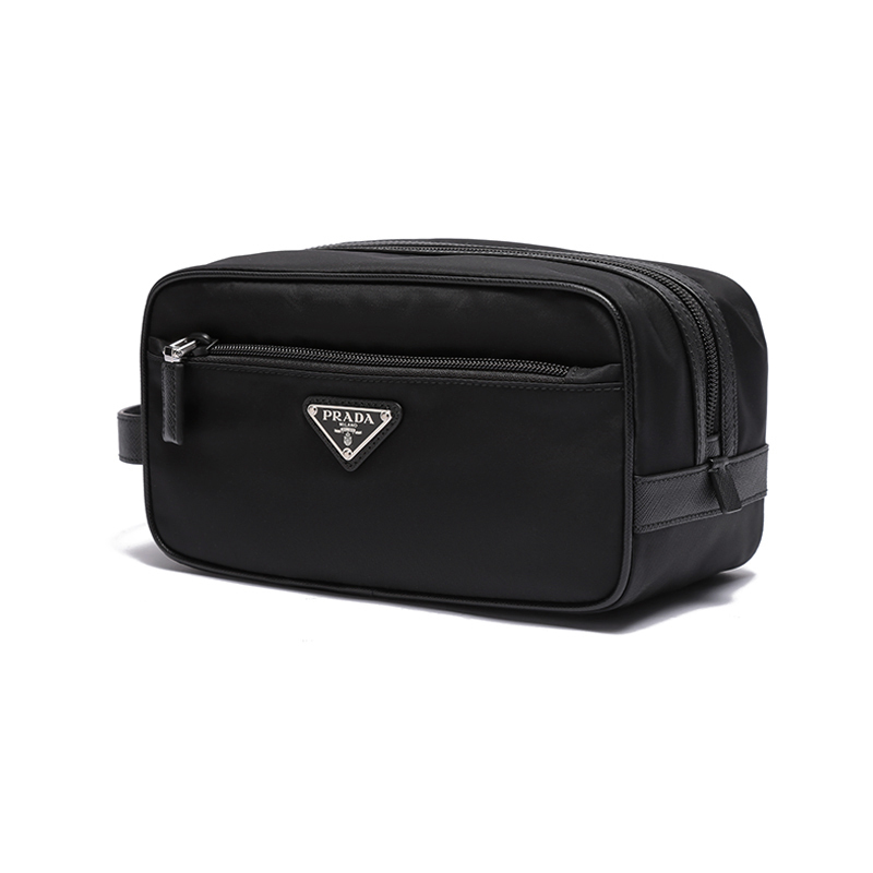 普拉达prada男士renylon再生尼龙配皮旅行收纳包洗漱包手提包2na8192