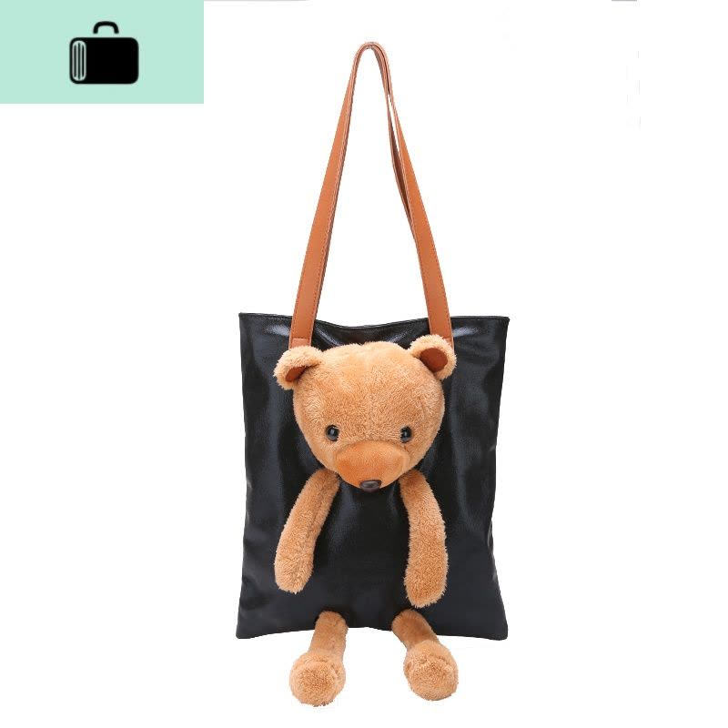 韩版毛绒小熊玩偶单肩包2020秋夏新款可爱卡通大容量手提托特女包NEW LAKE女士单肩包图片