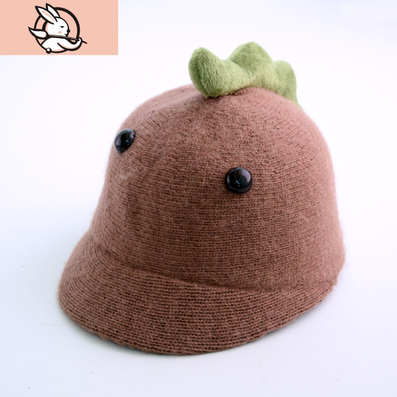 huayangtu儿童帽子秋冬毛小礼帽男童可爱卡通恐龙马术帽鸭舌宝宝帽子