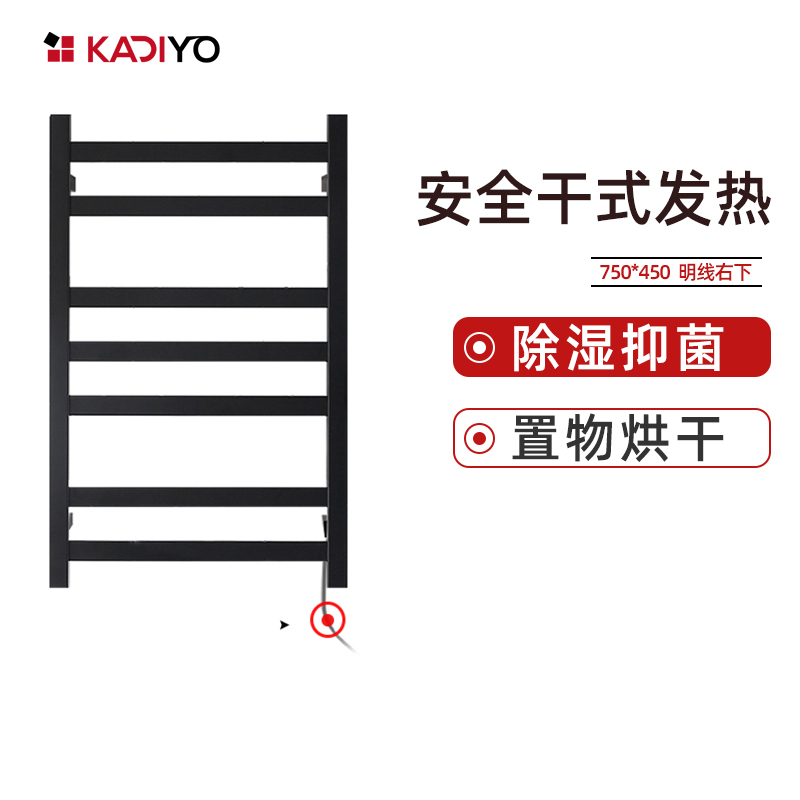 卡迪欧(KADIYO) 306 碳纤维电热毛巾架 烘干架 卫生间浴室置物架 家用采暖杀菌加热浴巾架