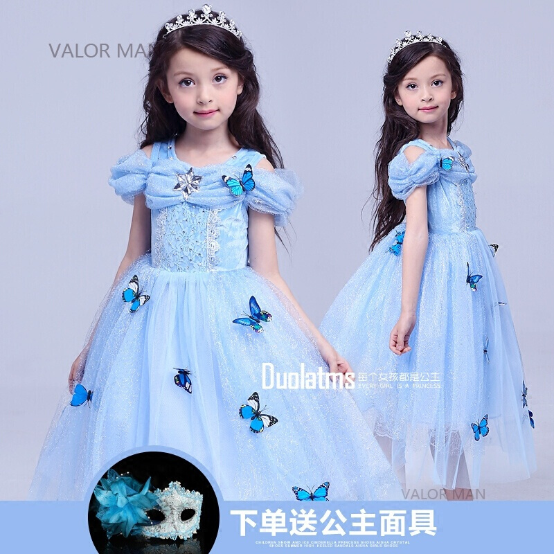 儿童冰雪奇缘公主裙夏季艾莎女童连衣裙灰姑娘爱莎爱沙蓬蓬裙长裙
