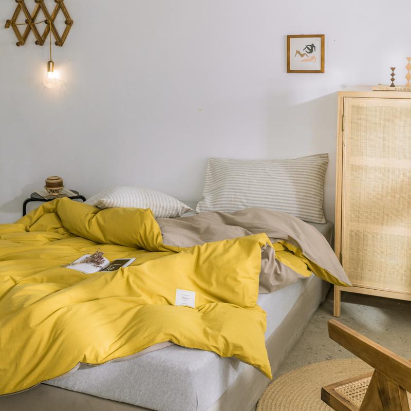 美帮汇简约水洗棉被套单件全棉学生宿舍单双人1.82.0米1.5色全棉被罩高清大图