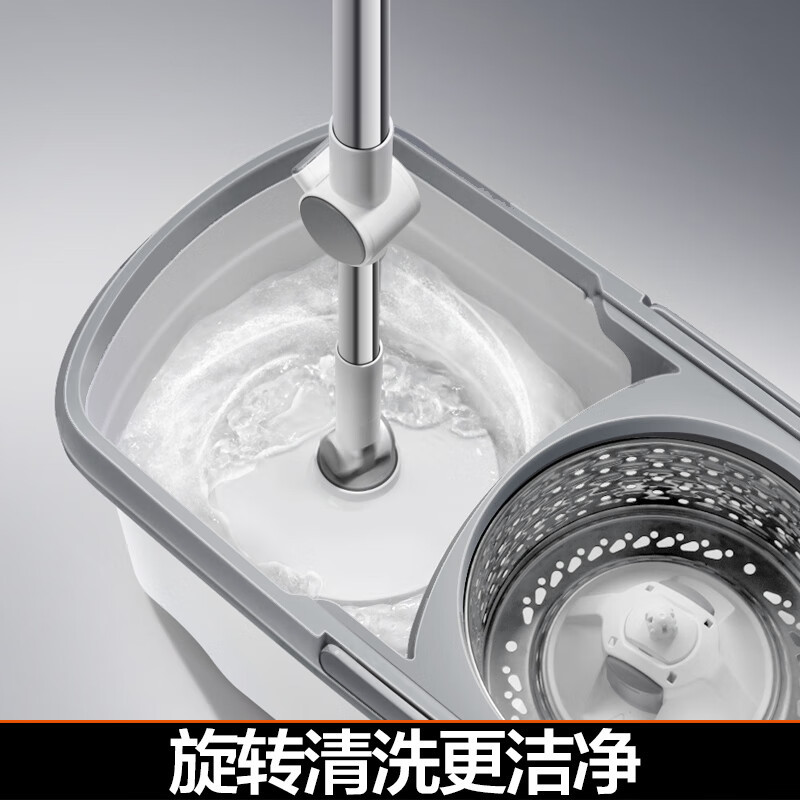 大卫拖把双驱动旋转拖把桶套装免手洗干湿两用D10 1杆4头高清大图