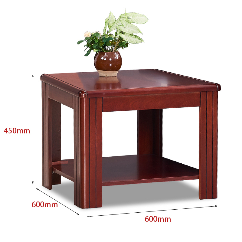 慧采云 办公家具沙发茶几实木贴皮油漆方茶几木质双层角几60*60*45cm