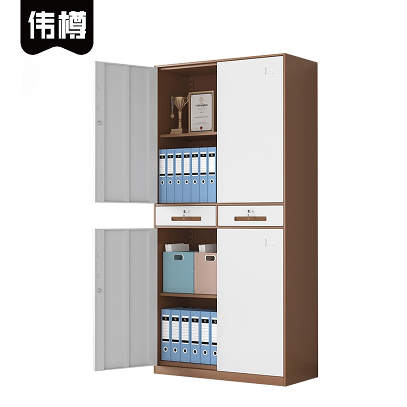 伟樽铁皮文件柜咖套白二斗铁门900*400*1850mm台高清大图