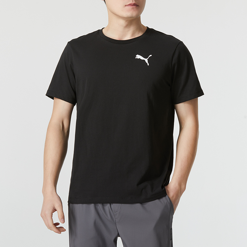 彪马(PUMA)短袖男装新款时尚简约跑步健身训练舒适透气圆领T恤587212-02... 685644-01/黑色 L