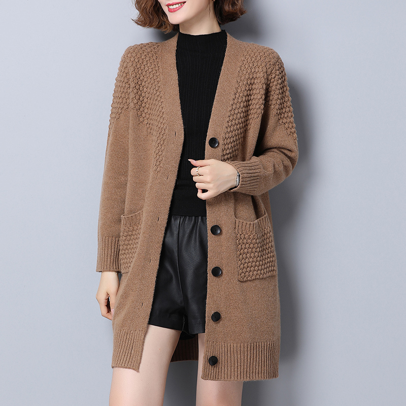 恋名媛中年妈妈装早春秋中长款针织开衫薄款毛衣外搭女钍织外套风衣外