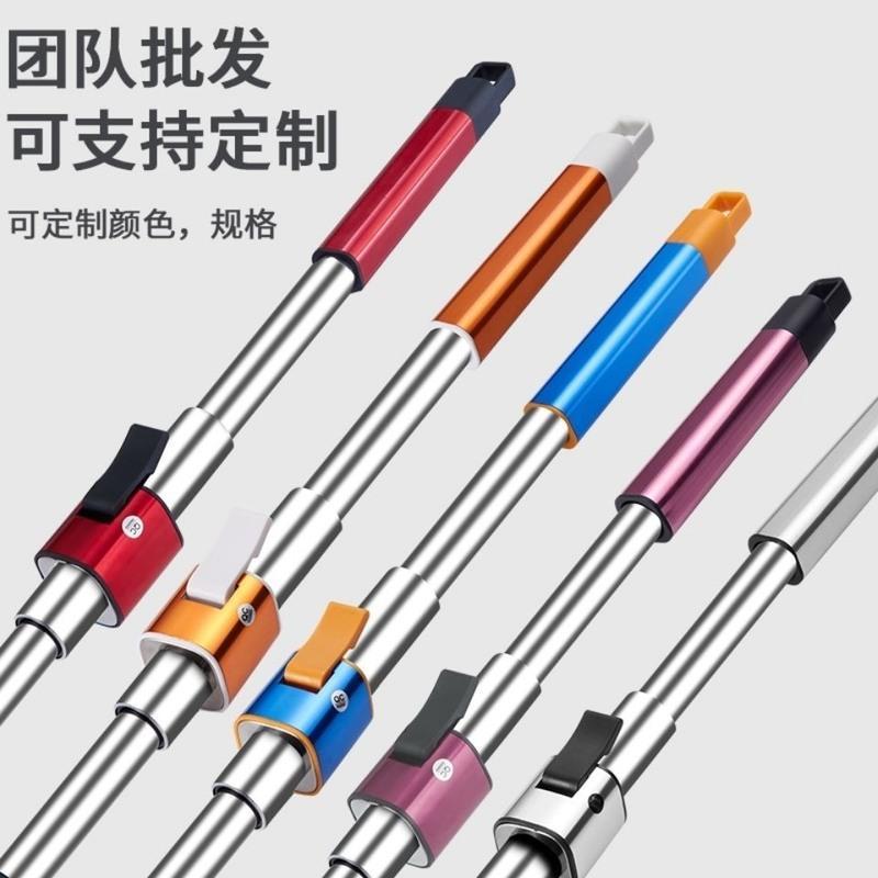 全不锈钢通用旋转拖把杆加粗加厚自动甩水拖布杆家用替换头墩布 全不锈钢防爆一体杆(无盘无头)