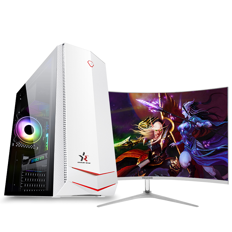 铭能 i7级六核E5 2620/游戏独显/16G内存/256G固态+500G机械盘 台式机 DIY组装机 台式电脑 家用办公电脑 商务学生电脑台式 LOL游戏电脑主机+32英寸曲面