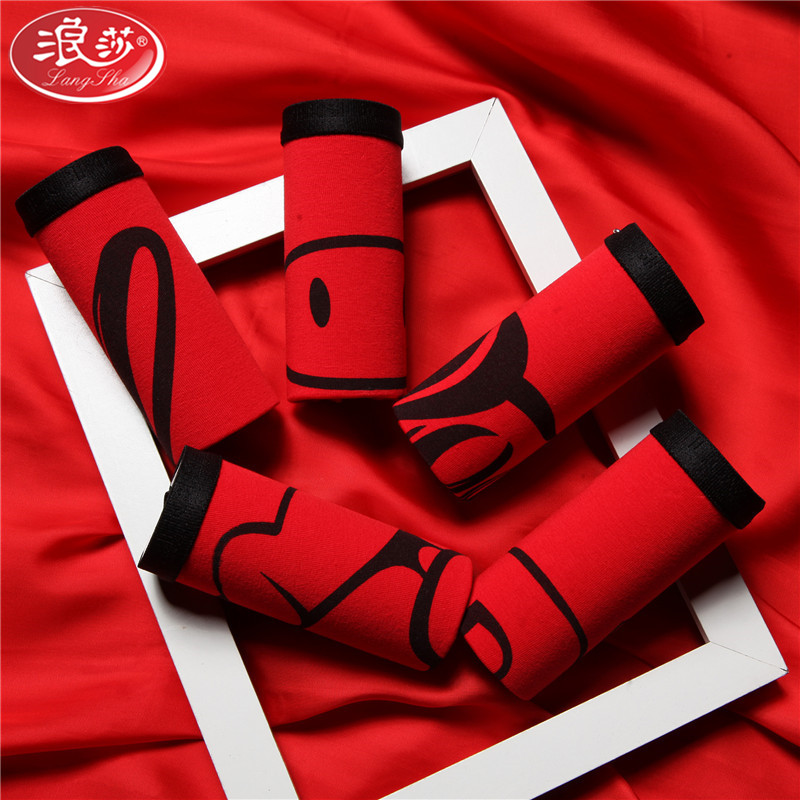 浪莎LangSha女士纯棉三角内裤女中腰年轻性感可爱少女生三角裤5条盒装 L/165（建议腰围2.1-2.3尺） 可爱猪8157/5条礼盒装