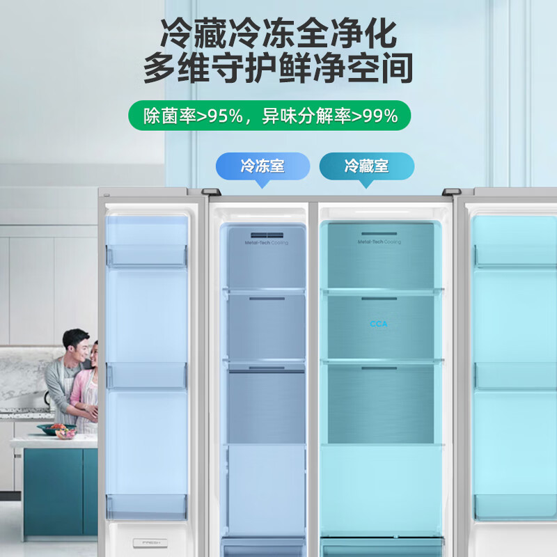 容声(Ronshen)BCD-539WKS1H 539升对开门电冰箱一级能效风冷无霜变频双开门除菌净味双门冰箱青泽影