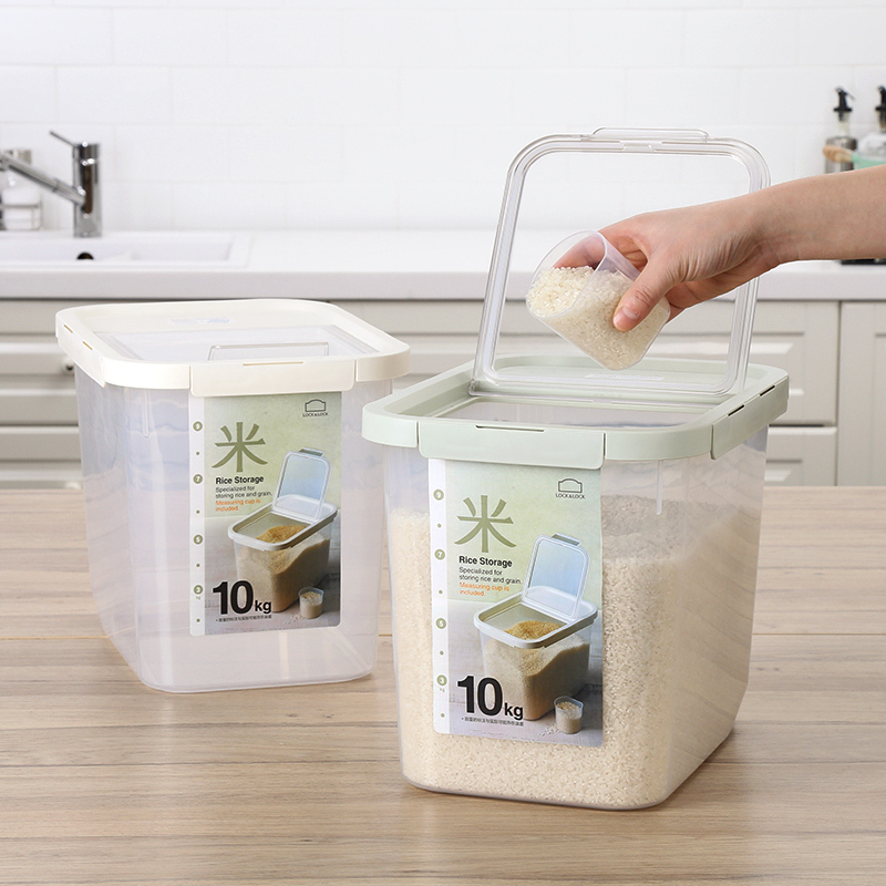 乐扣乐扣（LOCK&LOCK）米桶五谷杂粮箱大容量滑轮翻盖米箱10kg 白色