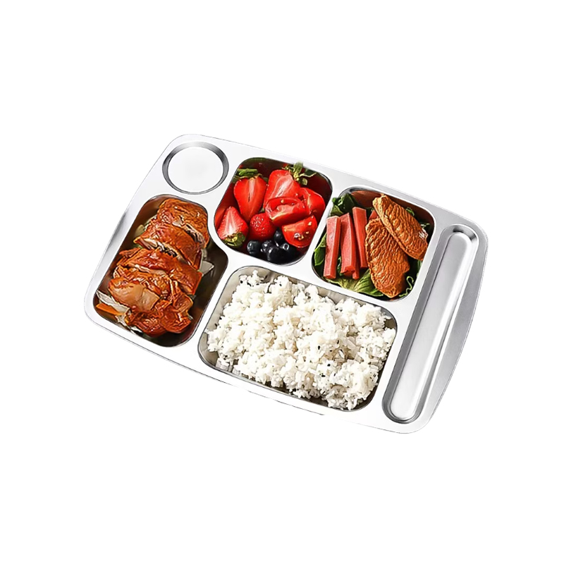 烹巅Poondear不锈钢餐盘 六格 201材质高清大图