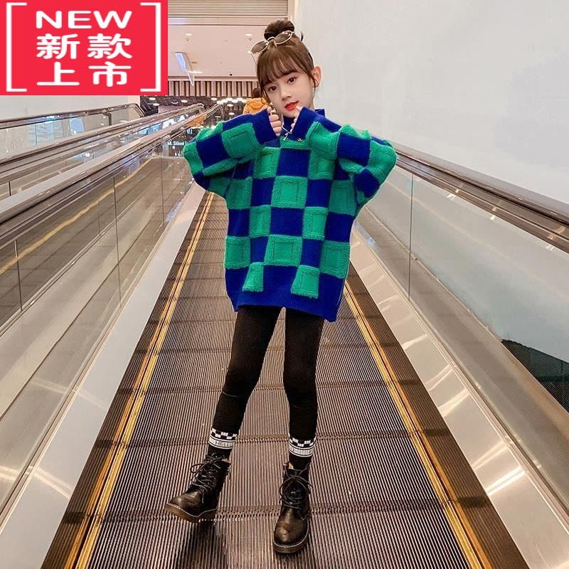 可莉允女童套头毛衣2022新款儿童秋冬装中大童女孩洋气打底衫加绒加厚潮图片