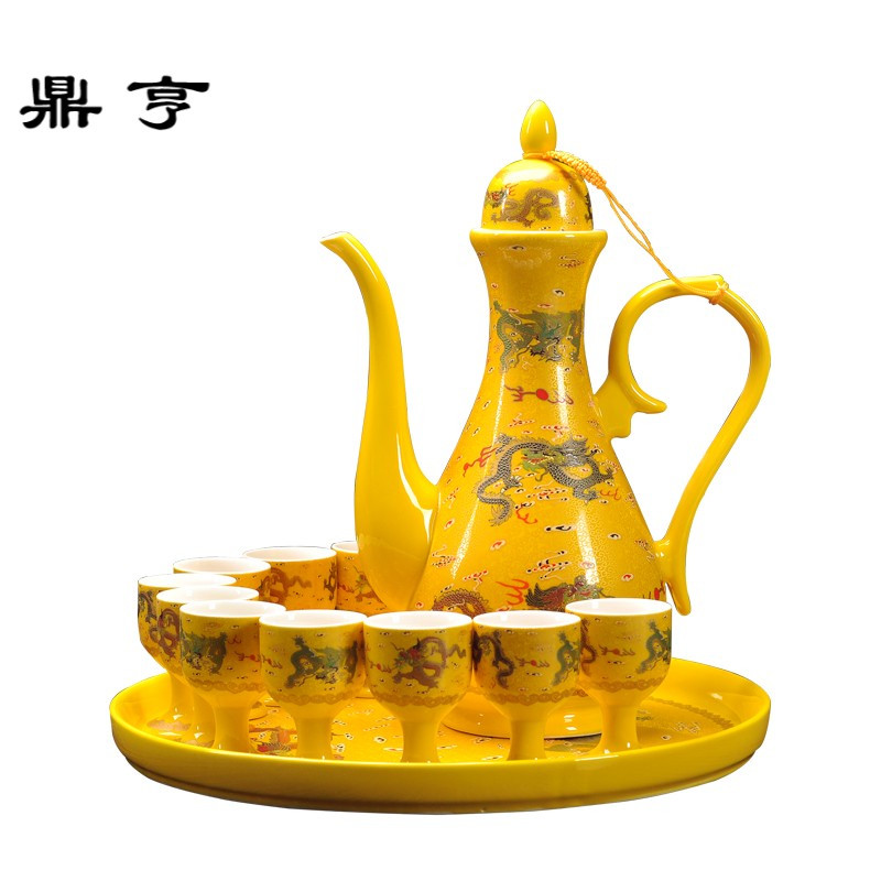 鼎亨陶瓷白酒杯套装分酒器酒壶小酒盅白酒酒杯高脚杯家用陶瓷酒具
