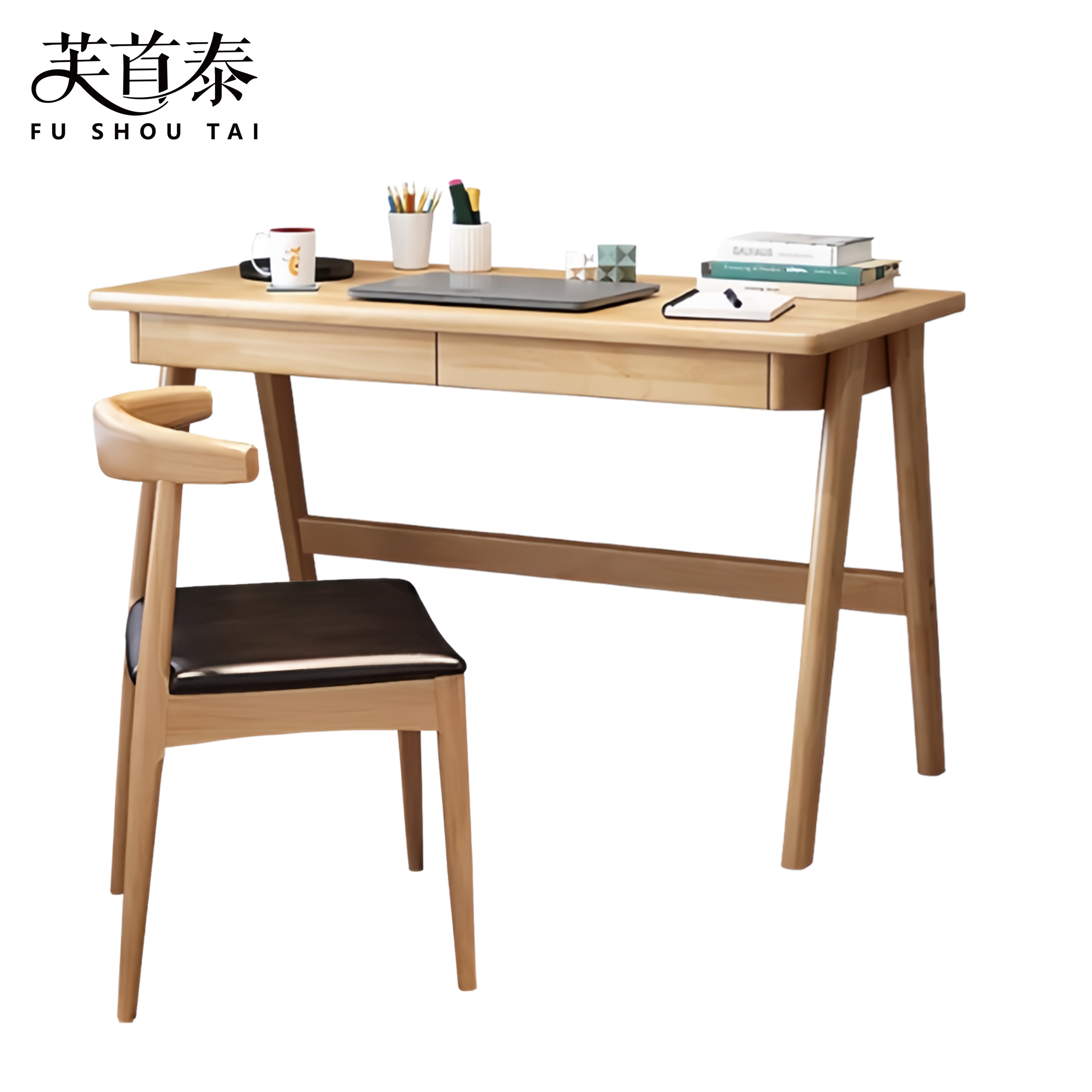 芙首泰木质学习桌椅1400*600*750mm(1桌1椅)套高清大图