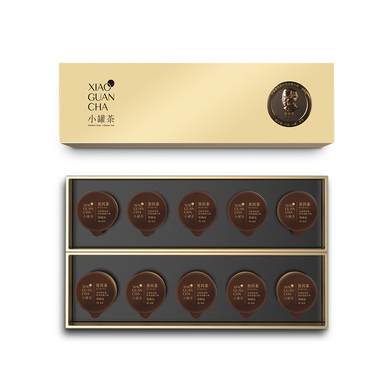 小罐茶 特级黑茶 普洱茶熟茶 茶叶礼品礼盒装 金罐10罐装