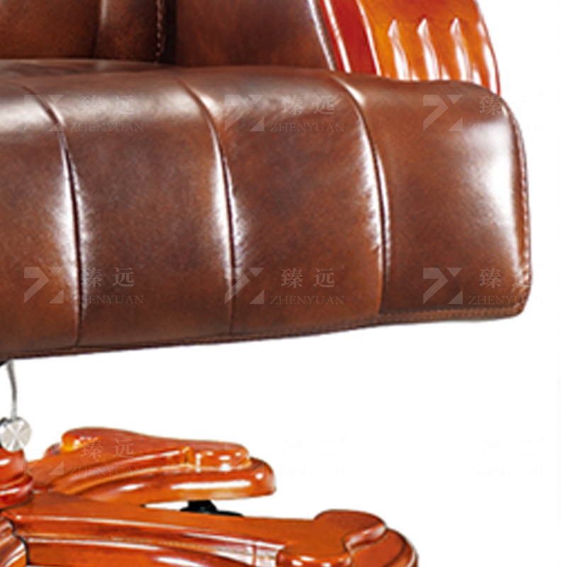 臻远ZY-7555办公大班椅老板椅办公皮椅可躺升降转椅电脑椅 咖牛皮高清大图