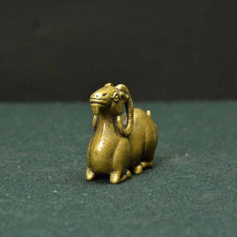 精工铜艺实心铜羊小摆件茶道铜宠吉祥羊山羊仿古铜微
