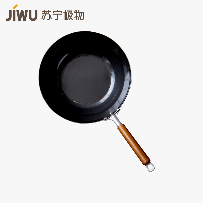 苏宁极物 日本制造 燕三条(Blue temper)精铁炒锅 家用平底炒锅不粘锅天然气专用炒菜锅
