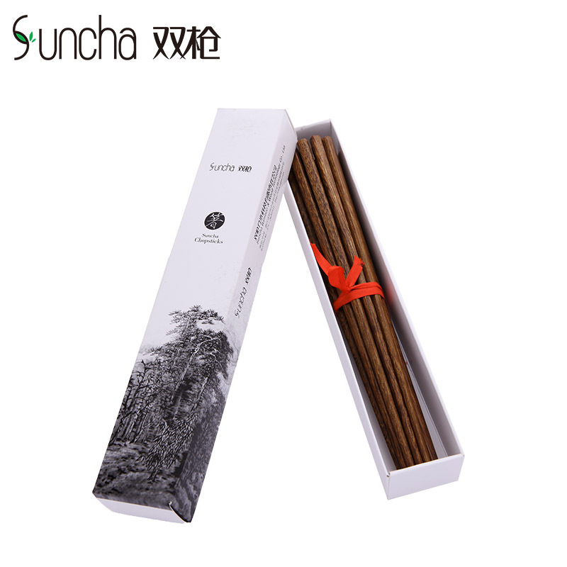 双枪(Suncha)非一次性使用筷子 无漆无蜡鸡翅木质筷子原木色10双装 XK1501