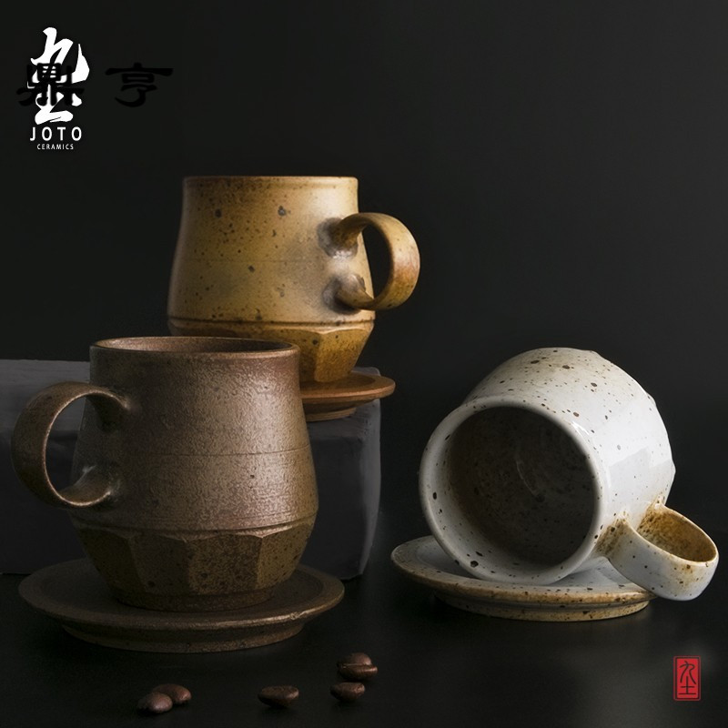 鼎亨手工陶器咖啡杯碟组简约咖啡杯子套装情侣杯子咖啡杯陶瓷水杯