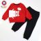 安笛贝乐童装男女通用纯棉套装春秋装中小童套头卫衣男女孩两件套儿童运动套装红色配黑色80-120cm