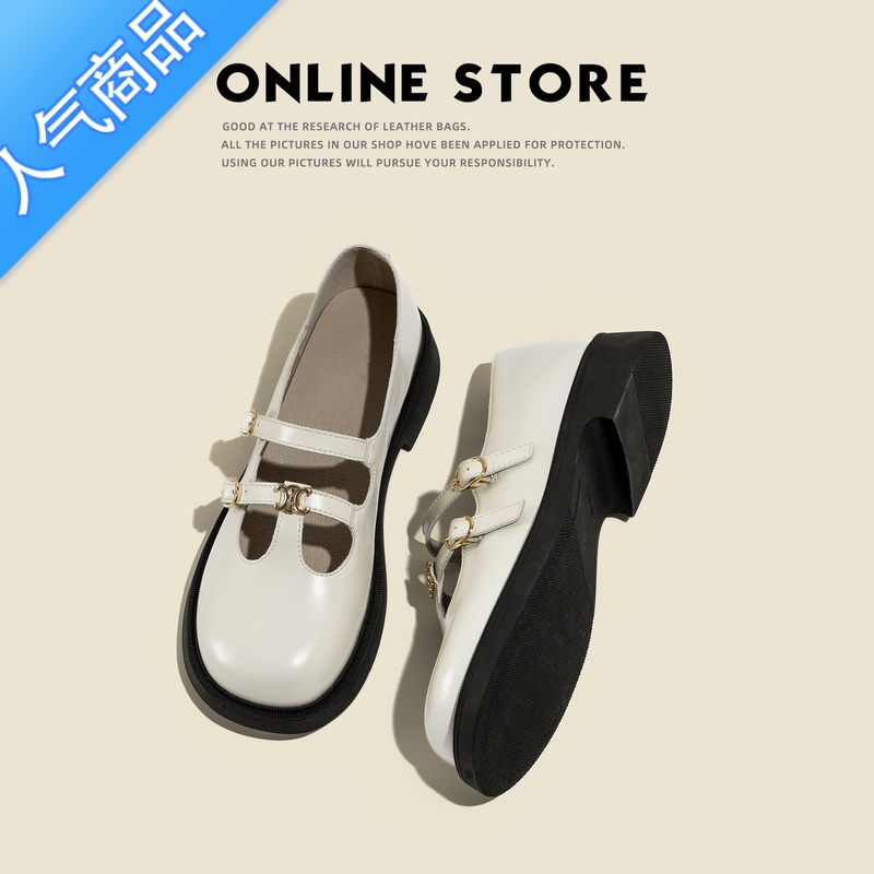 SUNTEK玛丽珍单鞋女2023夏季法式复古英伦风粗跟JK小皮鞋日系乐福鞋高清大图