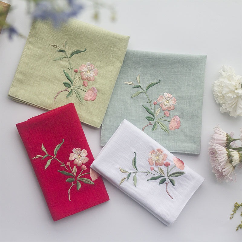 海棠花手帕小方巾女士复古日系随身学生老式经典怀旧古代手绢古风