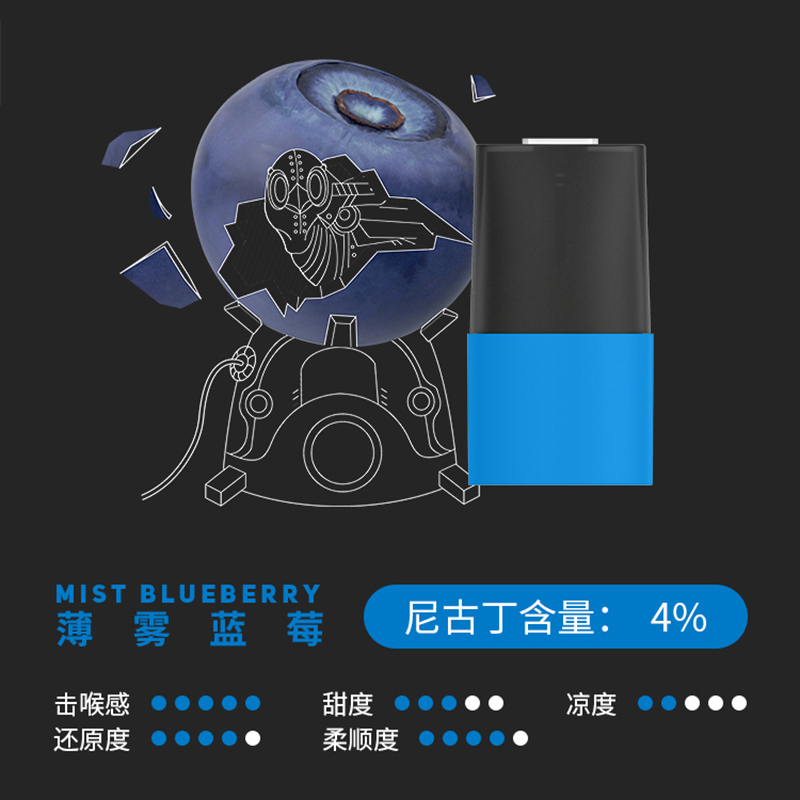唯电子烟弹烟油新款包邮男女绿豆小烟大烟雾一次性烟液水薄雾蓝莓1盒