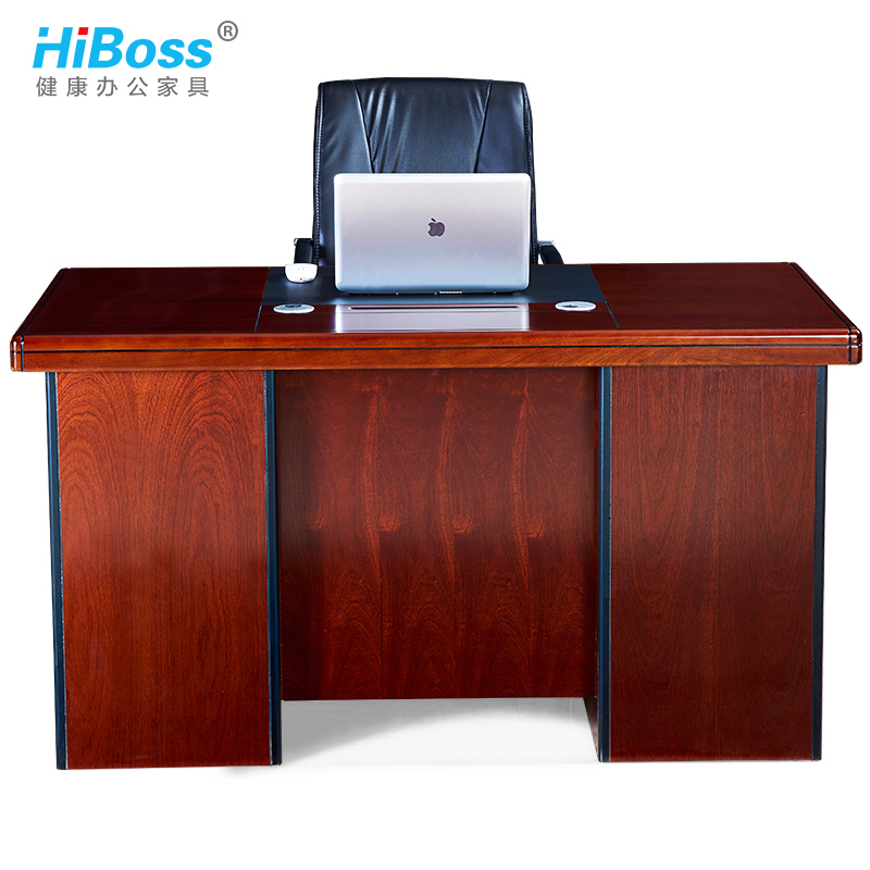 HiBoss 办公桌实木贴皮电脑桌油漆财务教师单人位办工桌