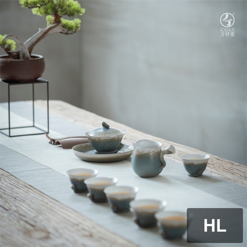 万仟堂秋荷一池02·成套(新)(1壶1承1海6杯)高清大图