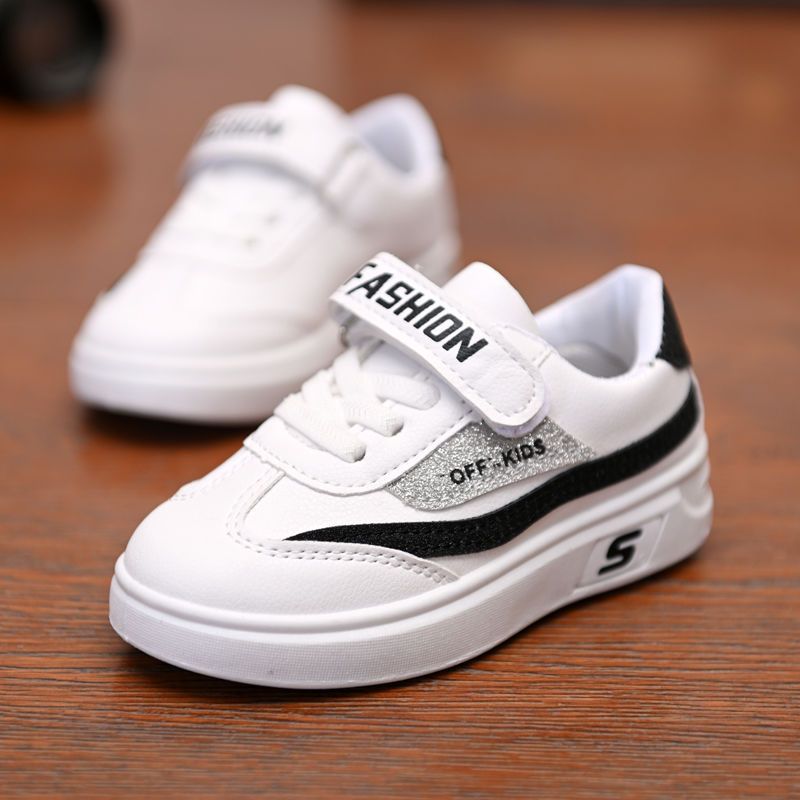 女童鞋春秋季新款潮小学生透气皮单鞋低帮板鞋儿童鞋防水小白鞋子安比