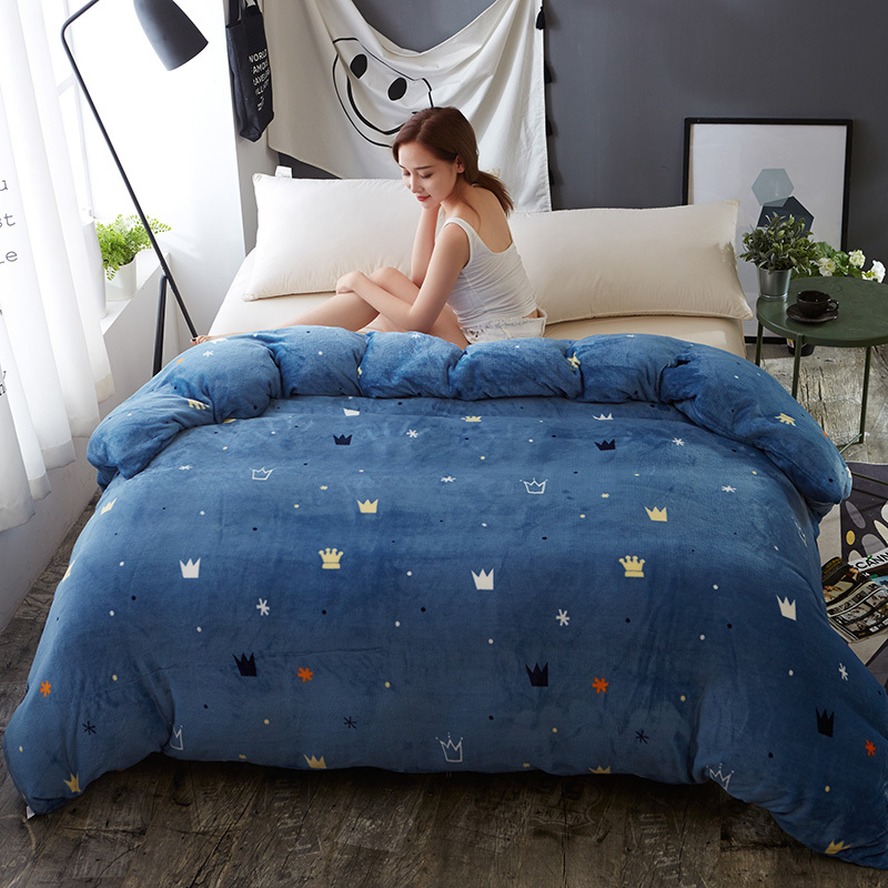 冬季加厚法兰绒被套珊瑚绒双面被罩法莱绒单件单双人被套