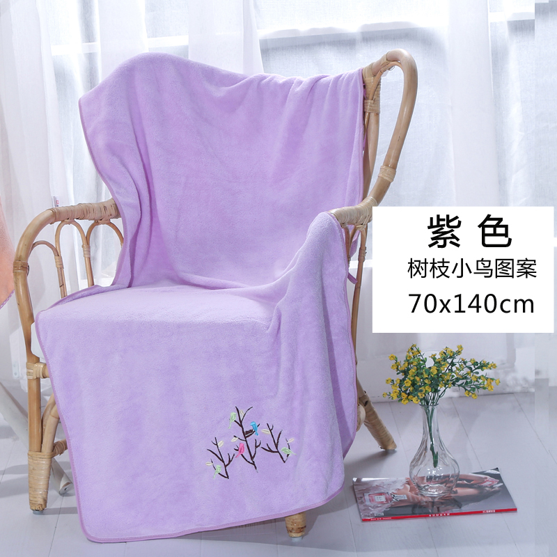 干发帽女吸水长包头巾浴帽速干毛巾可爱擦头发比棉吸水发束带 三维工匠 浴巾紫色(70x140cm)高清大图