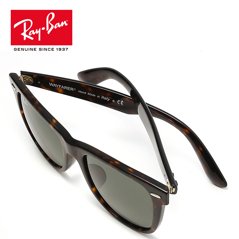 RayBan雷朋太阳镜男女款方形徒步旅行者眼镜墨镜0RB2140F 902玳瑁框绿色镜片尺寸52