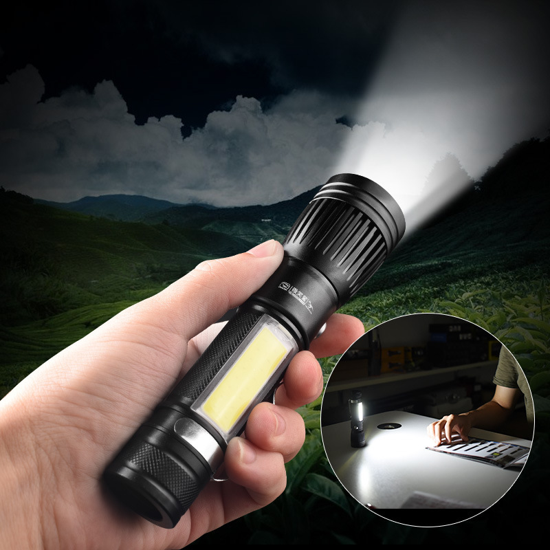 微笑鲨smilingshark手电筒强光远射led便携usb充电多功能变焦小手电带