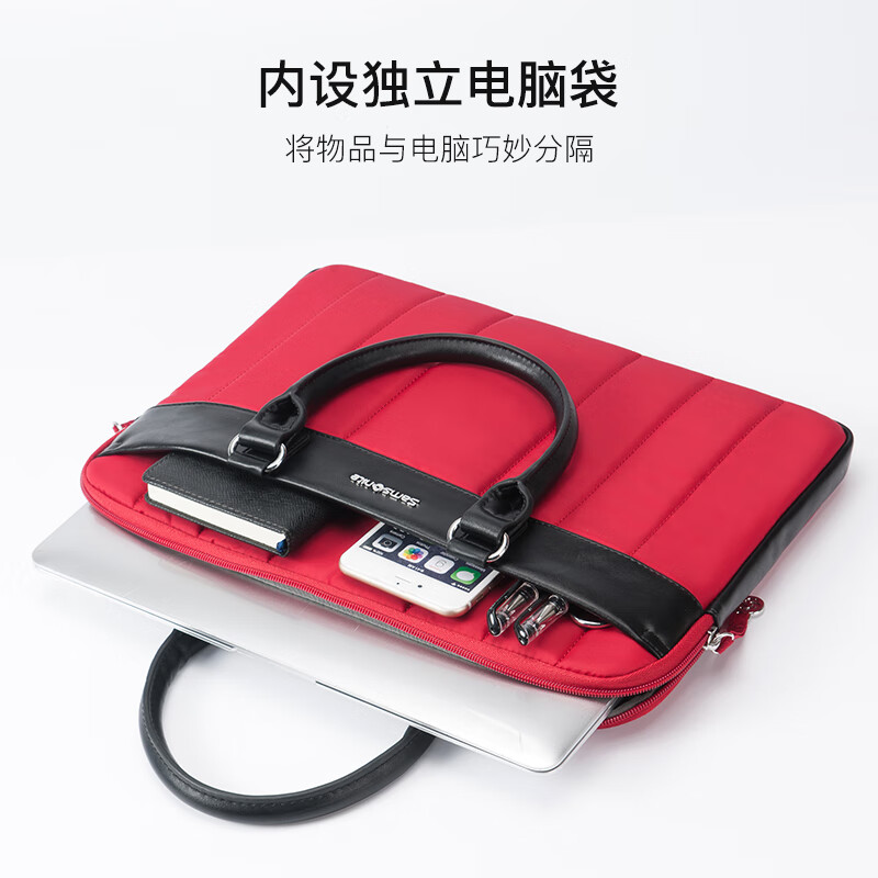 新秀丽（Samsonite）手提电脑包女士13.3英寸14吋轻薄笔记本单肩包商务大容量斜挎男包BP5*00003红色高清大图