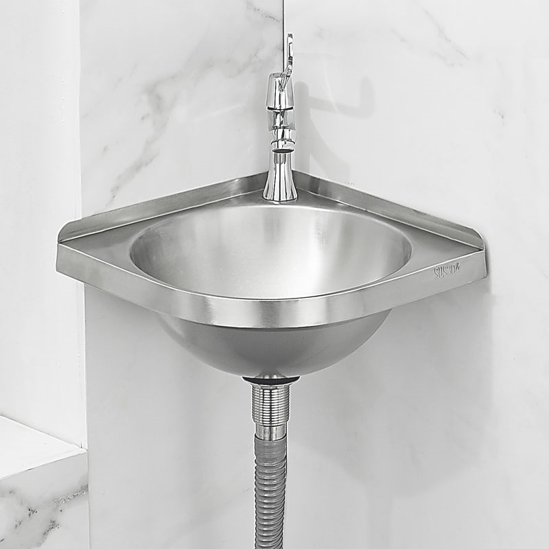 304不锈钢挂墙式洗脸盆藤印象阳台三角盆卫生间小户型洗手盆壁挂盆