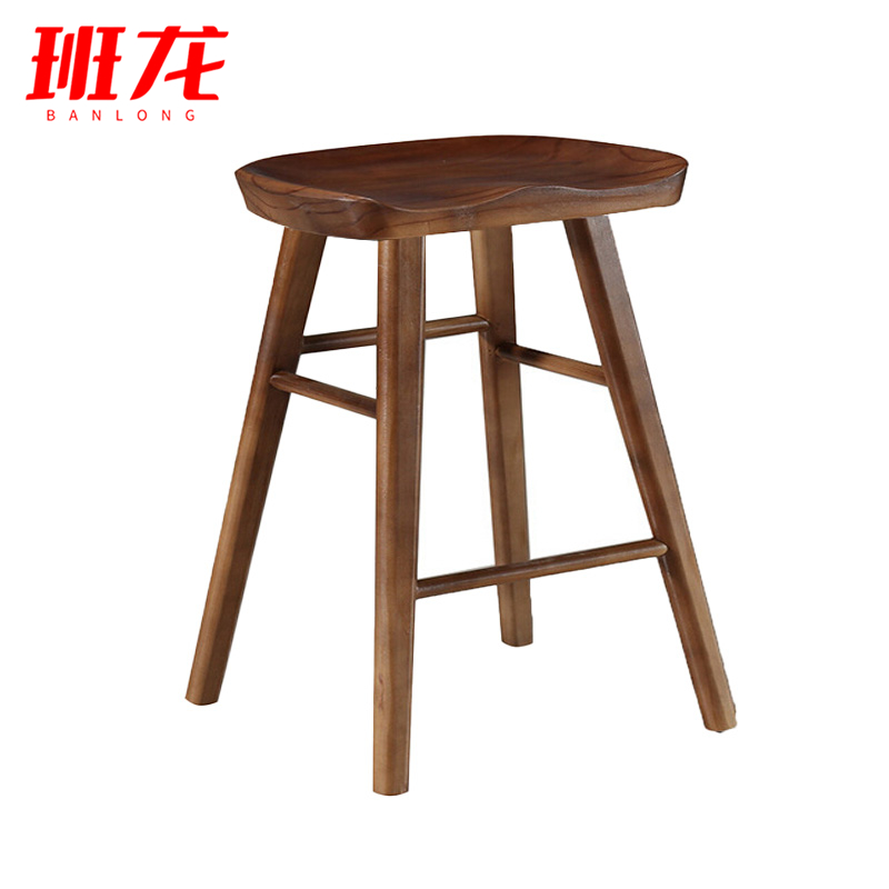 班龙实木凳40*40*55cm胡桃色张高清大图
