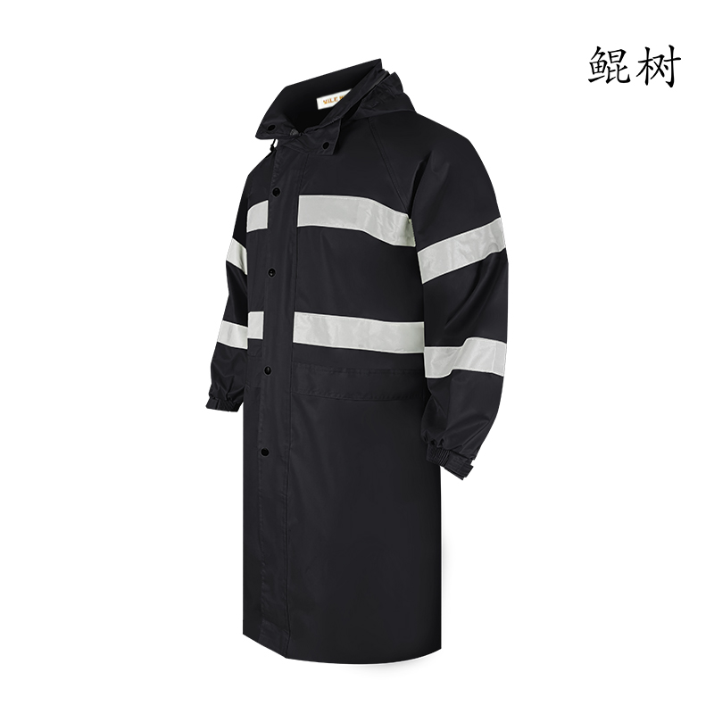 夏季黑色春亚纺雨衣(黑色)C-001长款工作服劳保服高清大图