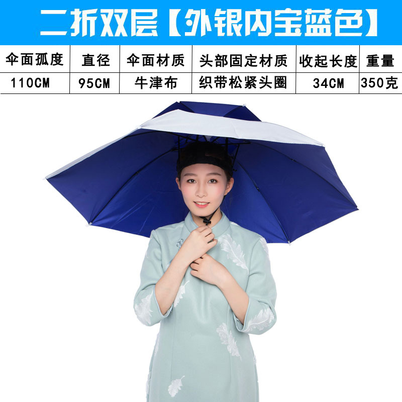 伞帽头戴伞钓鱼伞帽双层头戴式遮阳雨伞户外垂钓防晒头顶雨伞帽子视频